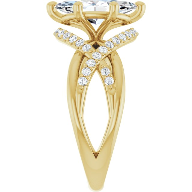 14K Yellow 12 x 6 mm Marquise 1/3 CTW Natural Diamond Semi-Set Engagement Ring