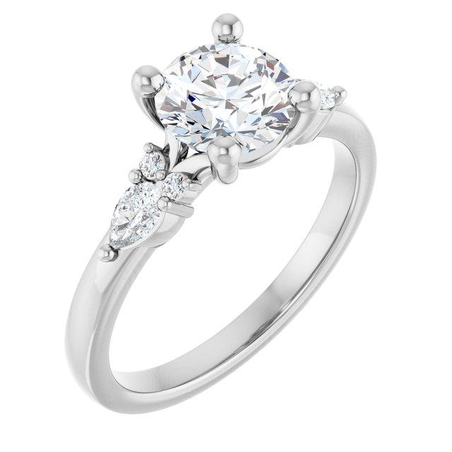 14K White 7 mm Round 1/4 CTW Natural Diamond Semi-Set Split Shank Engagement