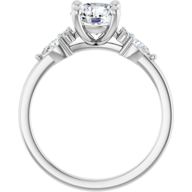 14K White 7 mm Round 1/4 CTW Natural Diamond Semi-Set Split Shank Engagement