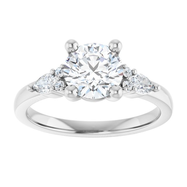 14K White 7 mm Round 1/4 CTW Natural Diamond Semi-Set Split Shank Engagement