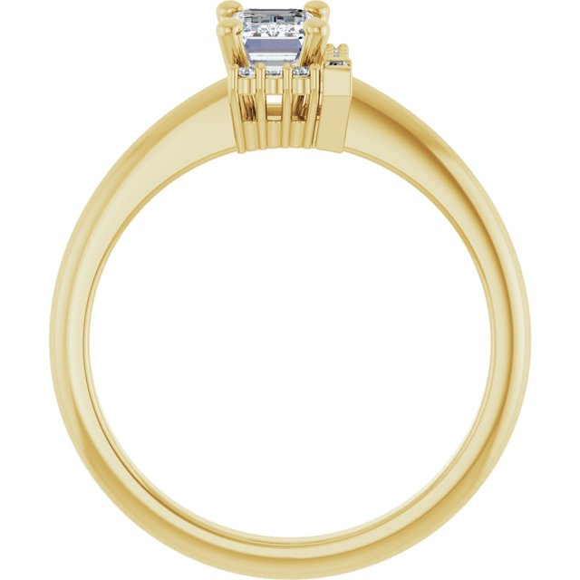 14K Yellow 6x4 mm Emerald .04 CTW Natural Diamond Semi-Set Engagement Ring