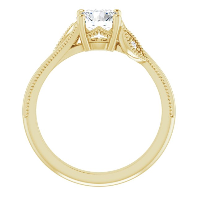 14K Yellow 6.5 mm Round .03 CTW Natural Diamond Semi-Set Nature Inspired Engagement Ring