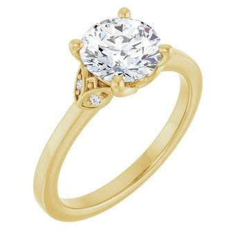 14K Yellow 7.4 mm Round Engagement Ring