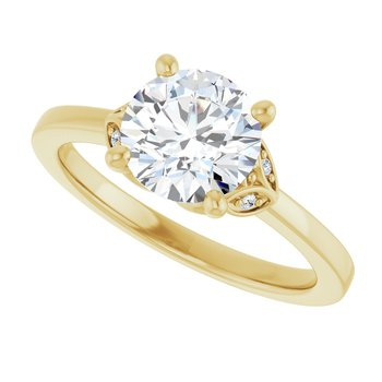 14K Yellow 7.4 mm Round Engagement Ring
