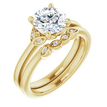 14K Yellow 7.4 mm Round Engagement Ring