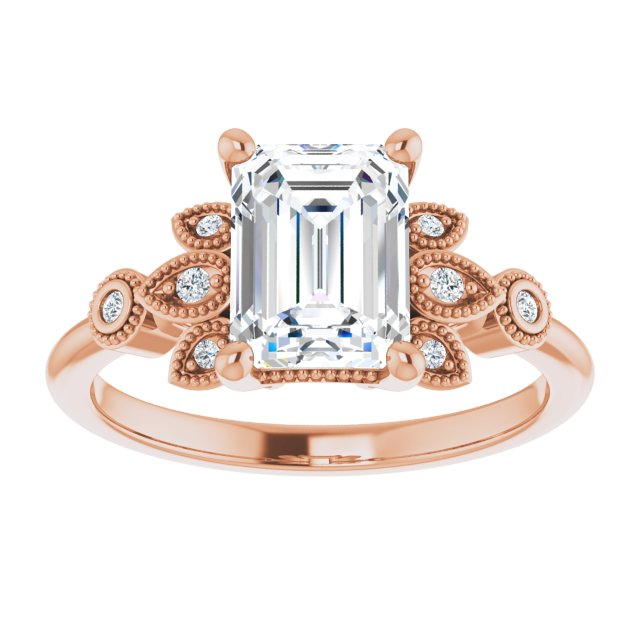 14K Rose 8x6 mm Emerald Engagement Ring