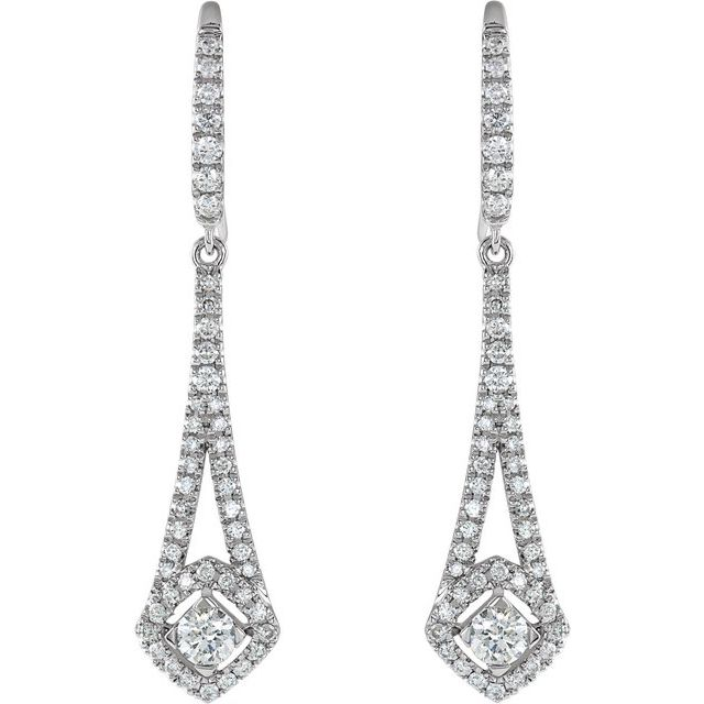 14K White 3/4 CTW Natural Diamond Chandelier Earrings