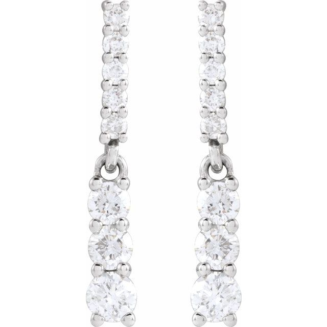14K White 1/4 CTW Natural Diamond Dangle Earrings