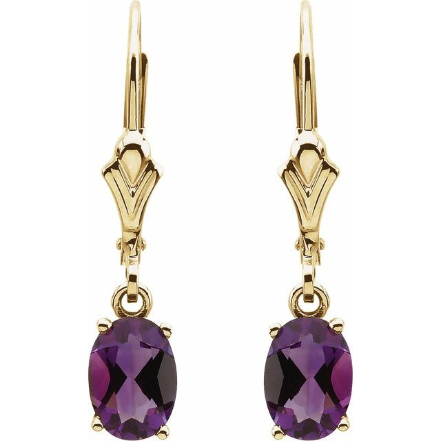 14K Yellow Natural Amethyst Earrings