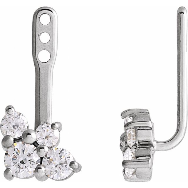 14K White 3/8 CTW Natural Diamond Earring Jackets
