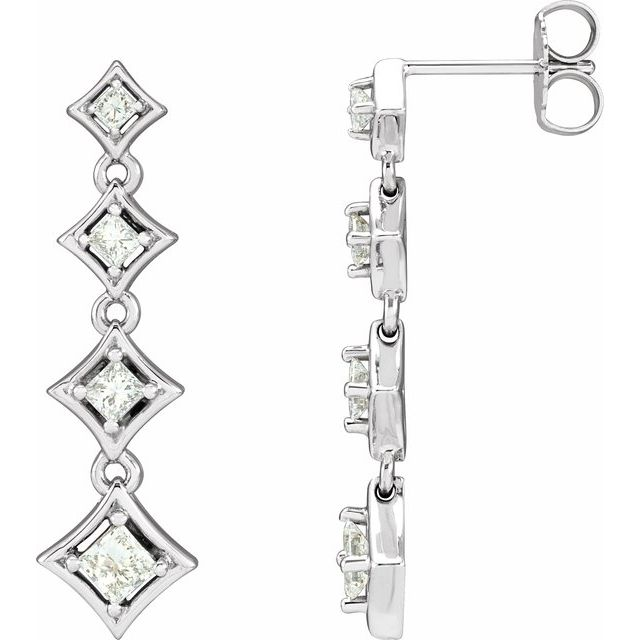14K White 3/4 CTW Natural Diamond Journey Earrings