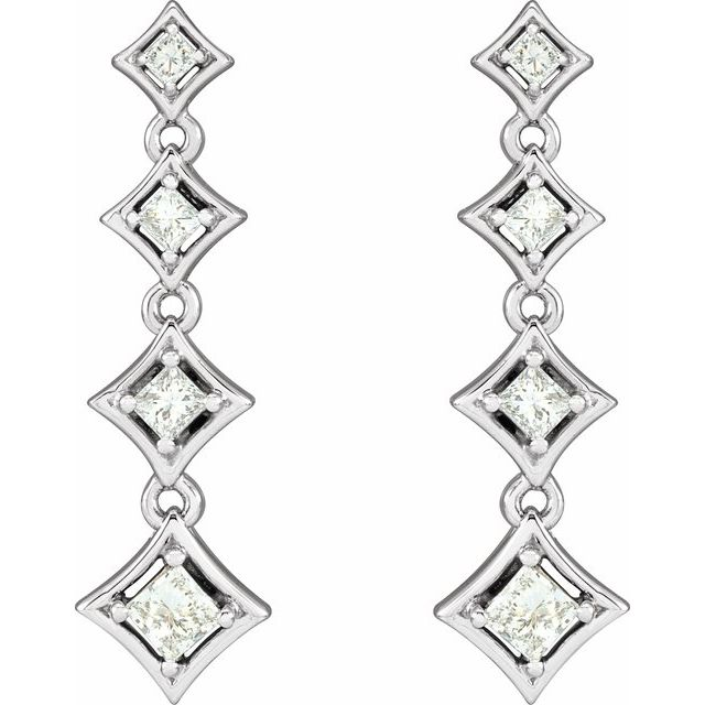 14K White 3/4 CTW Natural Diamond Journey Earrings
