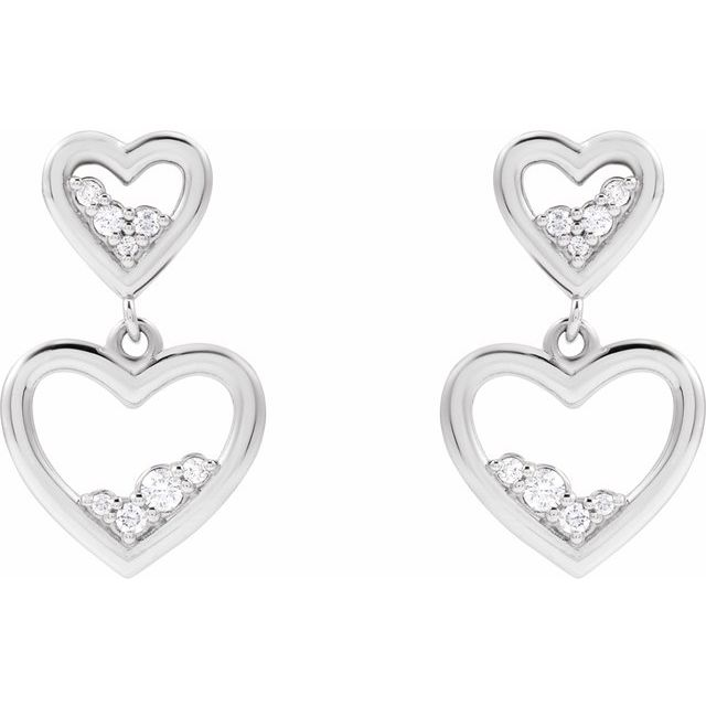 14K White 1/5 CTW Natural Diamond Heart Earrings