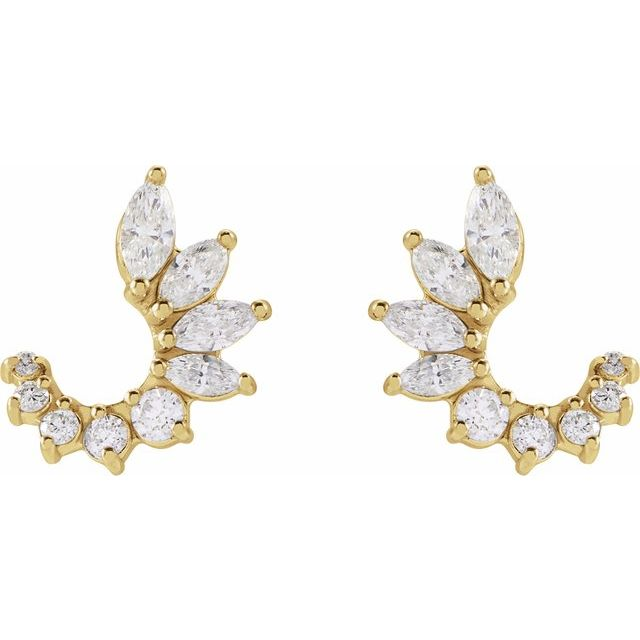 14K Yellow 1/2 CTW Natural Diamond Front-Back Earrings