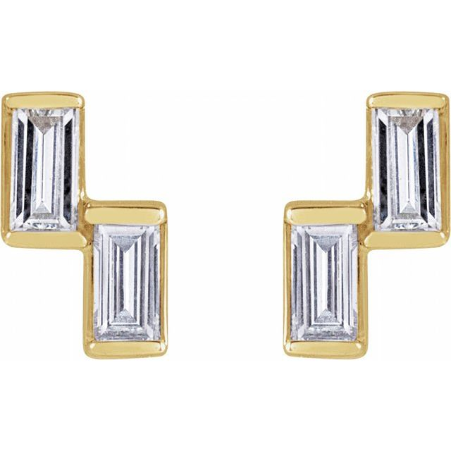 14K Yellow 1/4 CTW Natural Diamond Two-Stone Stud Earrings
