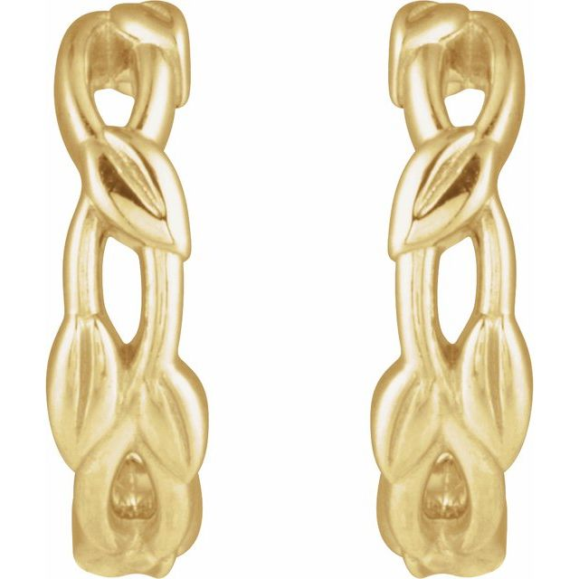 14K Yellow Nature 12.9 mm Hoop Earrings