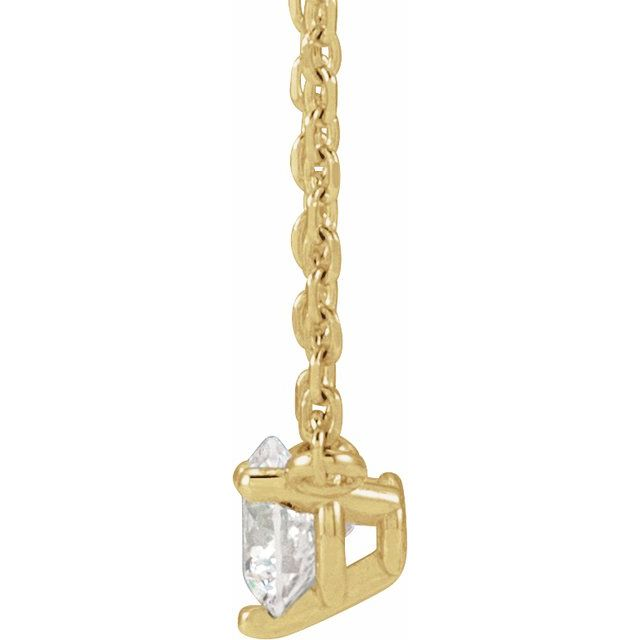 14K Yellow 1/6 CT Natural Diamond 3-Prong 18" Necklace