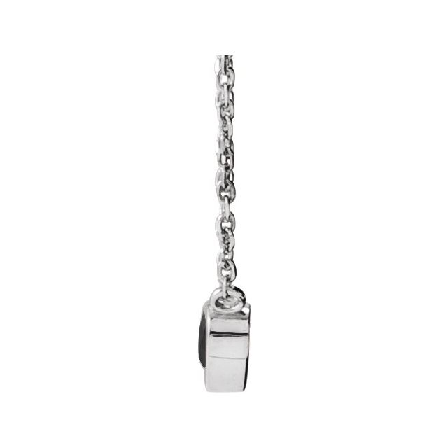 14K White Natural Black Onyx Bezel-Set 16-18" Necklace