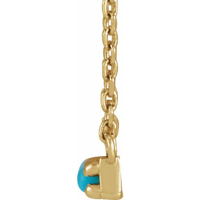 14K Yellow Cabochon Natural Turquoise Bar 18" Necklace