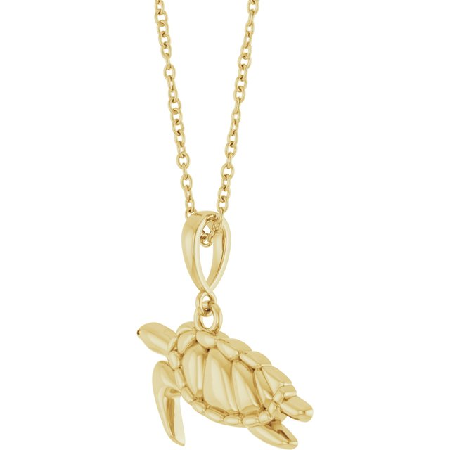 14K Yellow Sea Turtle 16-18" Necklace
