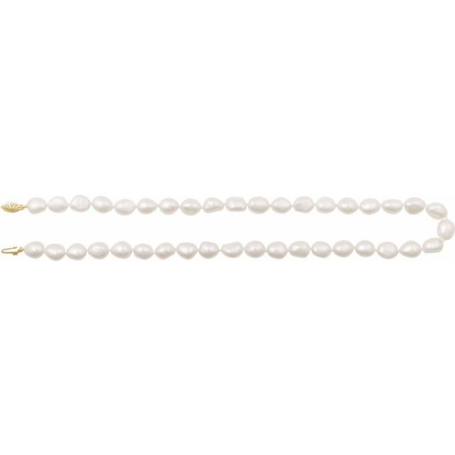 14K Yellow Cultured White Freshwater Pearl 18" Necklace