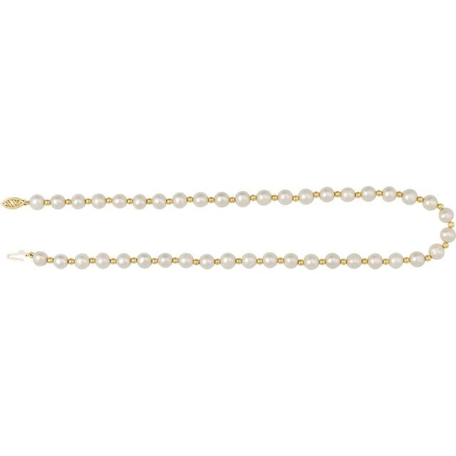 14K Yellow Cultured White Freshwater Pearl 18" Necklace