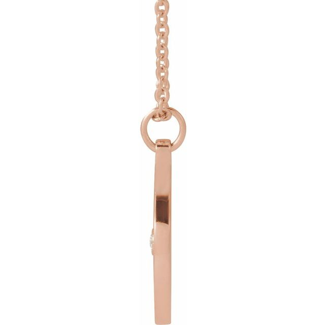 14K Rose .015 CT Natural Diamond Compass 16-18" Necklace