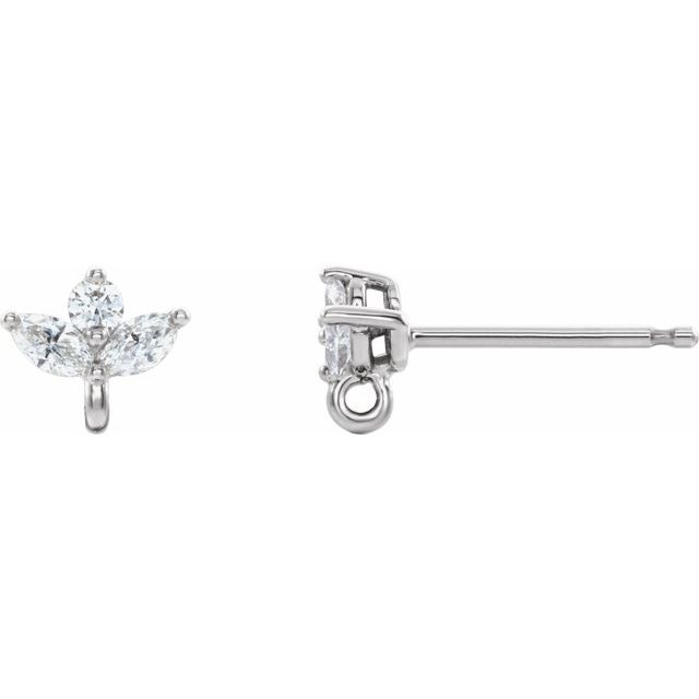 14K White .07 CTW Natural Diamond Cluster Earring Top