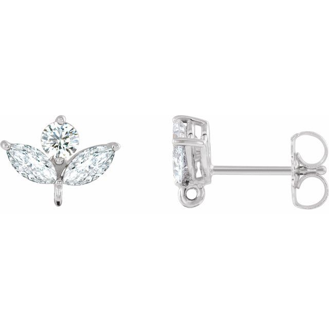 14K White .07 CTW Natural Diamond Cluster Earring Top