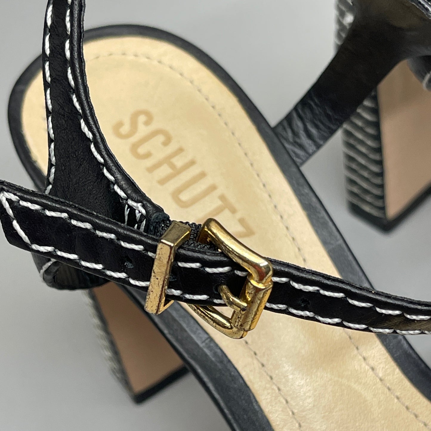 SCHUTZ Keefa Casual Women's Leather Sandal Black Platform 4" Heel Shoes Sz 9B (New)