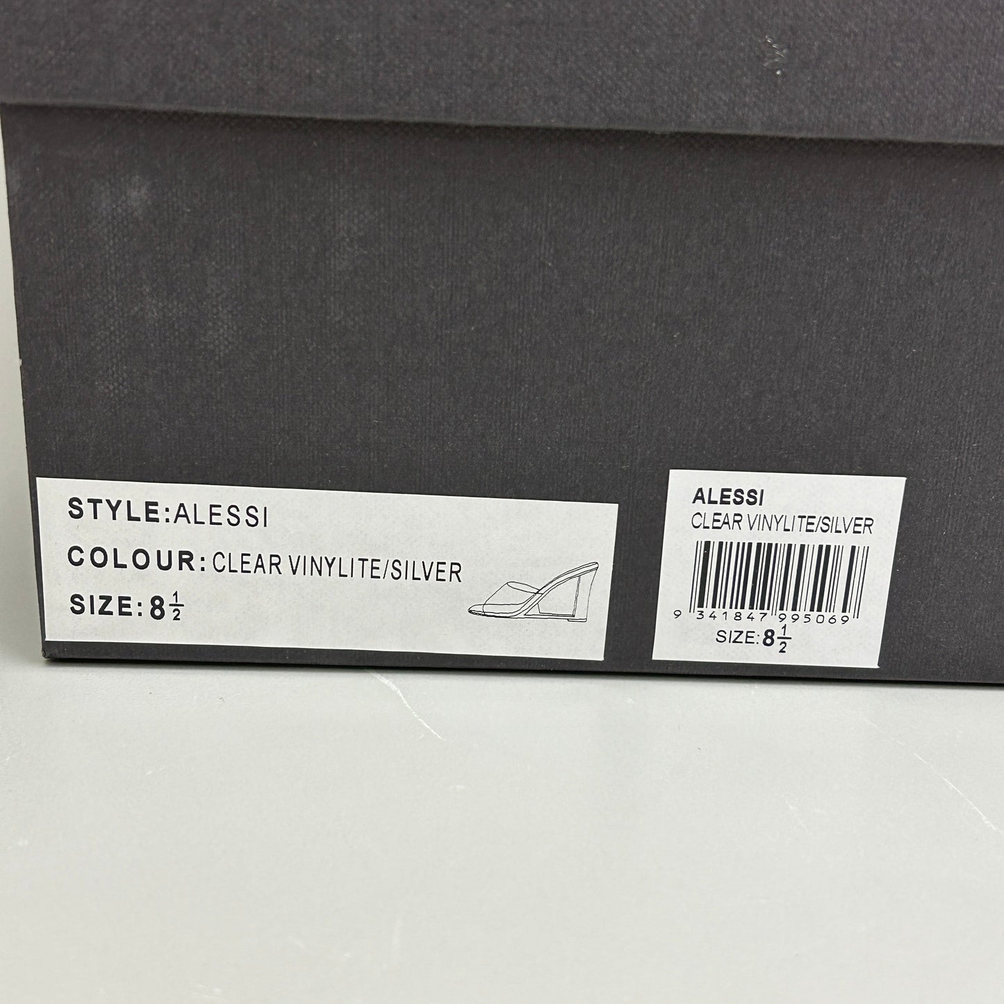 TONY BIANCO Alessi Clear Vinylite/Silver Wedges Women's Heels Sz 8.5 (New)