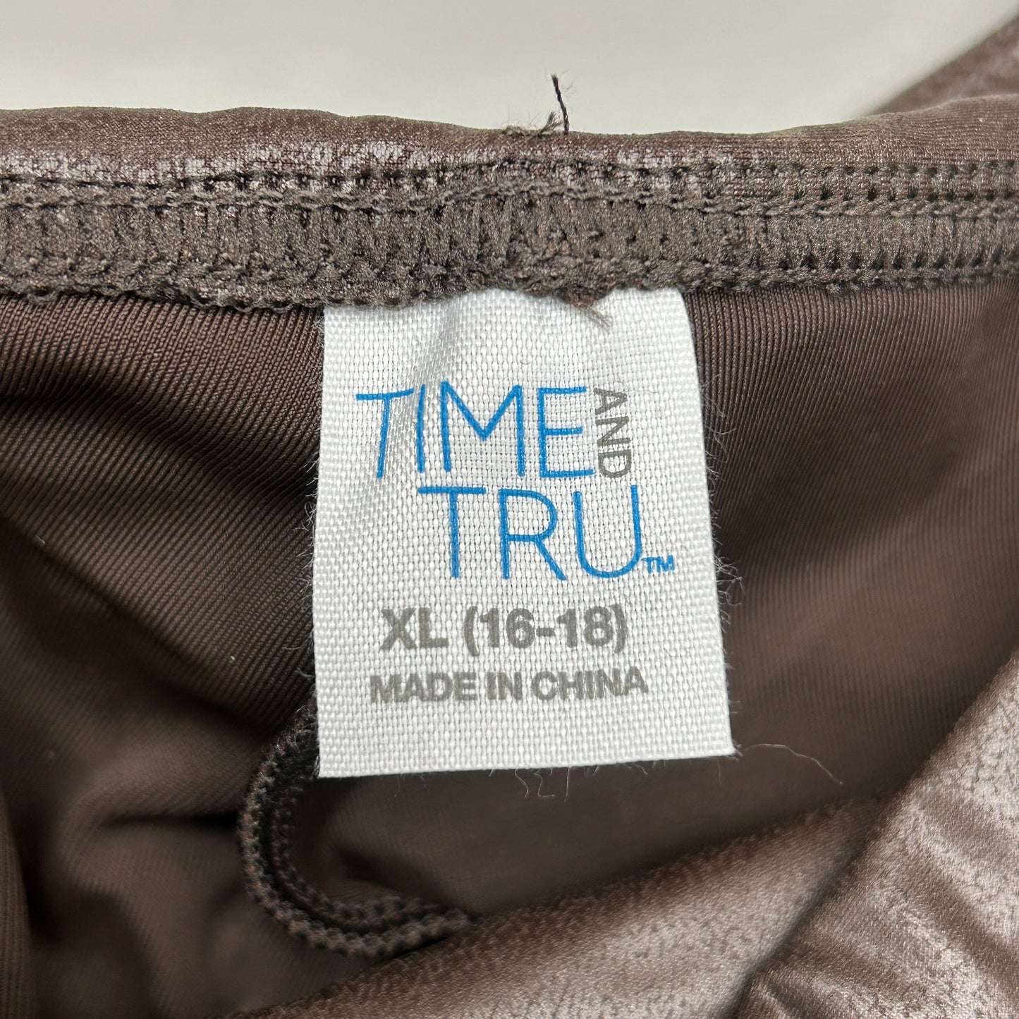 TIME AND TRU Women's Faux Leather Leggings Sz XL 16-18 Brown (New)