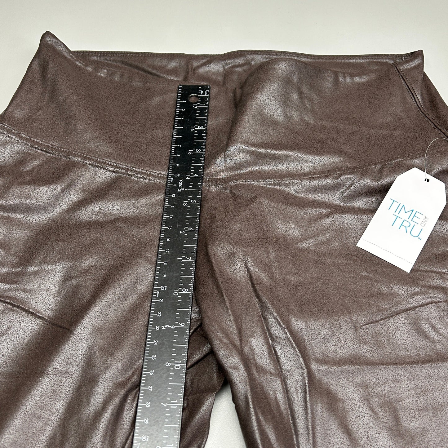 TIME AND TRU Women's Faux Leather Leggings Sz L 12-14 Brown (New)