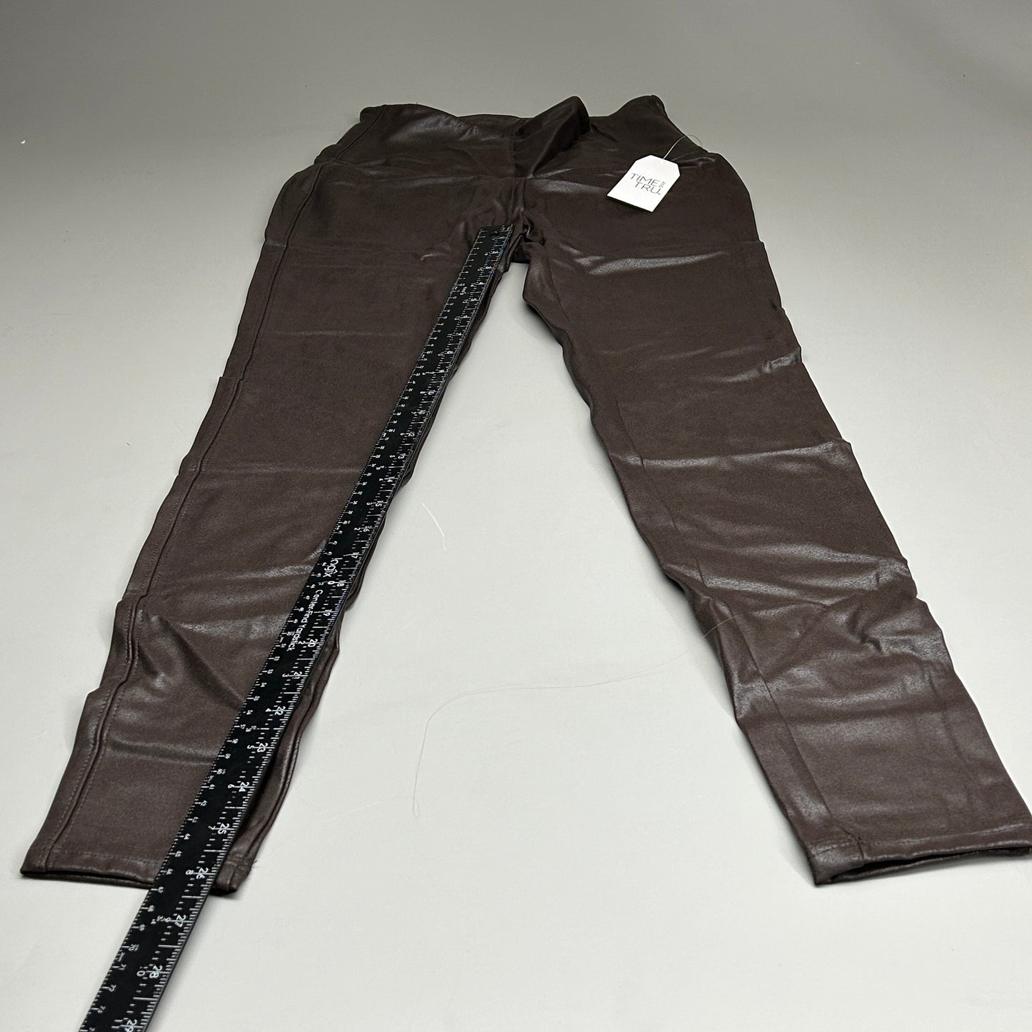 TIME AND TRU Women's Faux Leather Leggings Sz S 4-6 Brown (New)