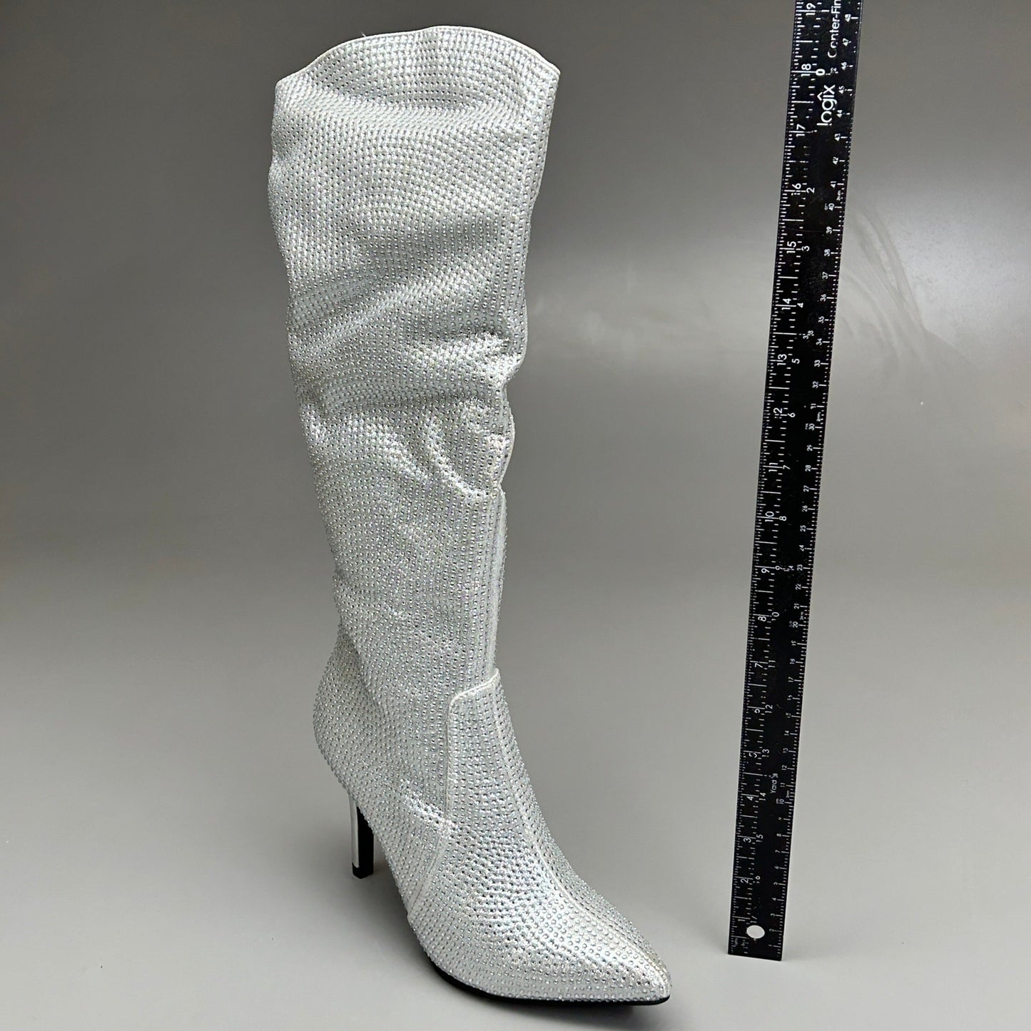 MIA Mackynzie Silver Stone Tall Heeled Boots Women's Sz 7.5M Q100302