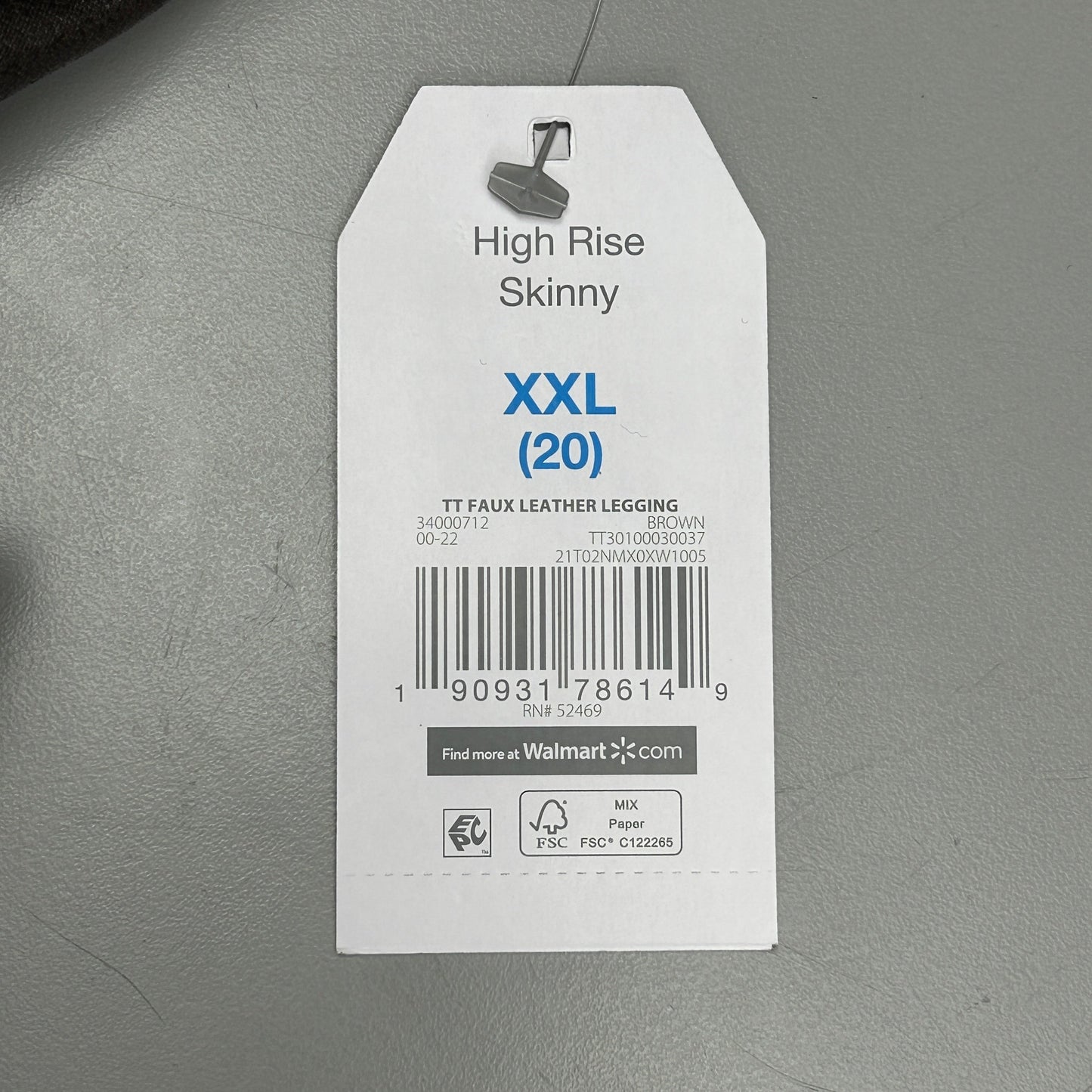 TIME AND TRU Women's Faux Leather Leggings Sz XXL 20 Brown (New)