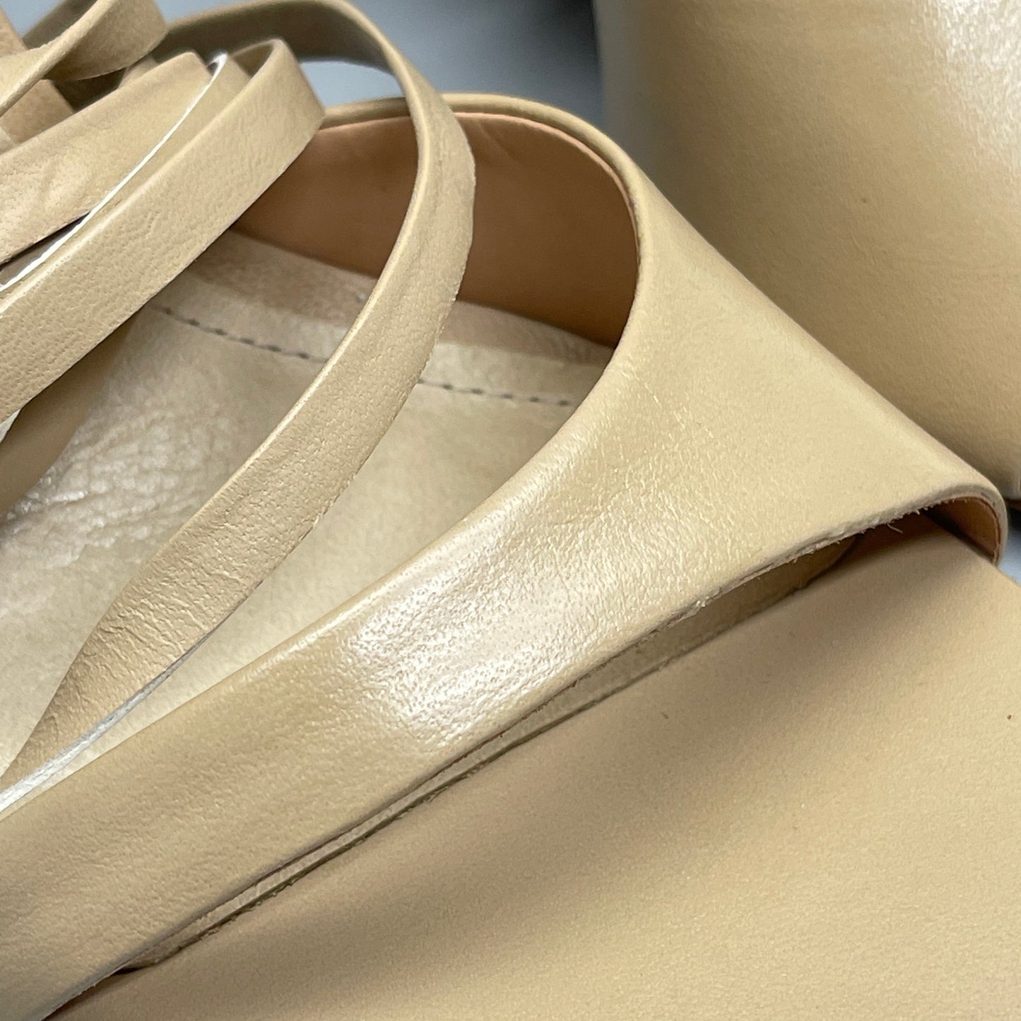 SCHUTZ Bryce Ankle Tie Women's Leather High Heel Sandal Light Nude Sz 8.5B (New)