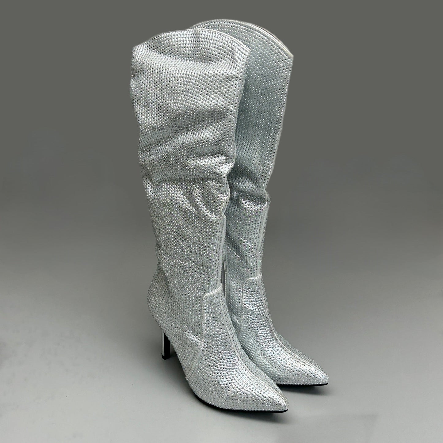 MIA Mackynzie Silver Stone Tall Heeled Boots Women's Sz 7.5M Q100302