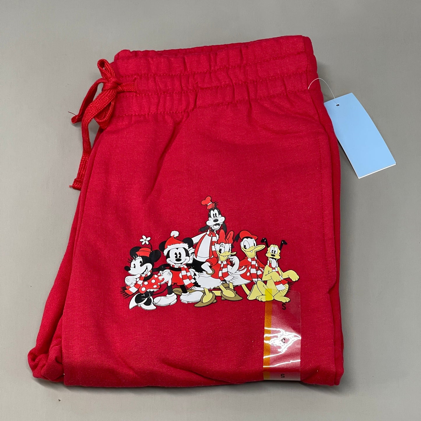 DISNEY Mickey Mouse Holiday Jogger Pants Women's Sweats Sz S Red (New)