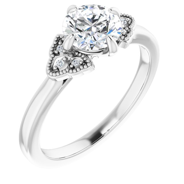 14K White 6.5 mm Round .02 CTW Natural Diamond Semi-Set Engagement Ring
