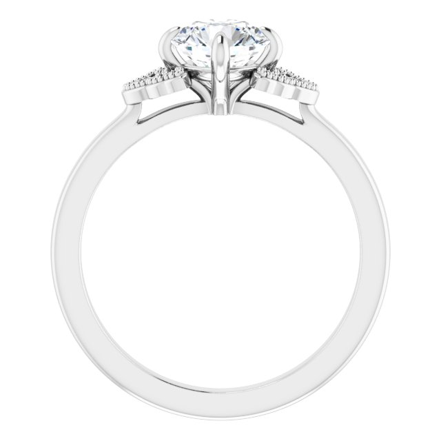 14K White 6.5 mm Round .02 CTW Natural Diamond Semi-Set Engagement Ring