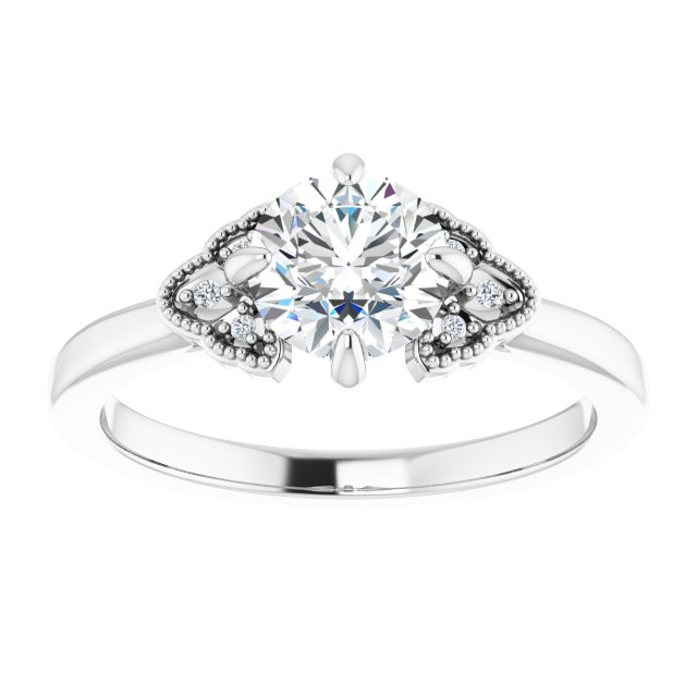 14K White 6.5 mm Round .02 CTW Natural Diamond Semi-Set Engagement Ring