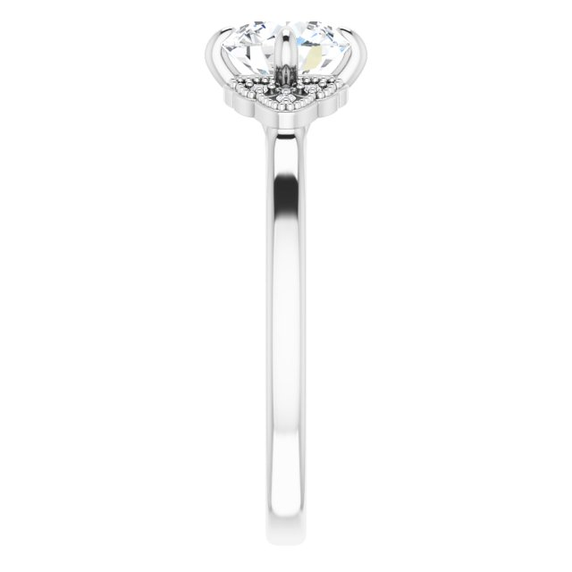 14K White 6.5 mm Round .02 CTW Natural Diamond Semi-Set Engagement Ring