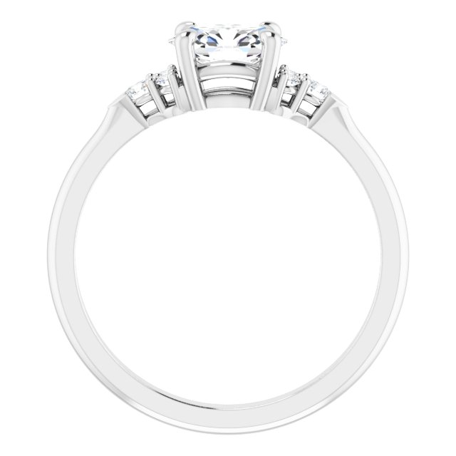 14K White 7x5 mm Oval 1/8 CTW Natural Diamond Semi-Set Engagement Ring