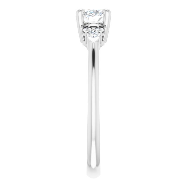 14K White 7x5 mm Oval 1/8 CTW Natural Diamond Semi-Set Engagement Ring