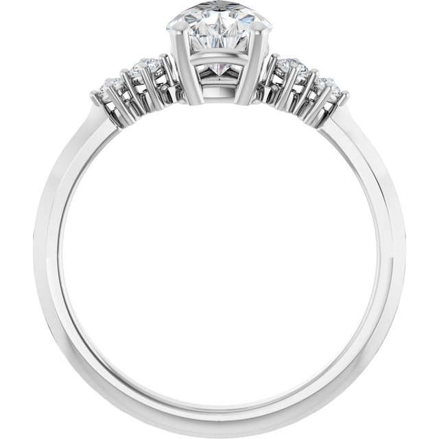 14K White 9x6 mm Pear 1/10 CTW Natural Diamond Semi-Set Engagement Ring