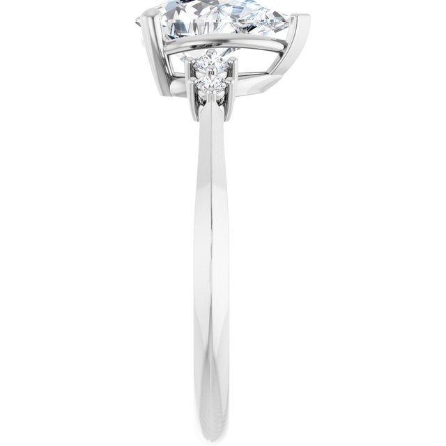 14K White 9x6 mm Pear 1/10 CTW Natural Diamond Semi-Set Engagement Ring