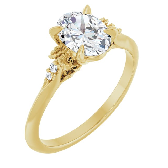 14K Yellow 8x6 mm Oval .03 CTW Natural Diamond Semi-Set Engagement Ring