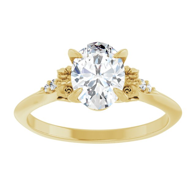14K Yellow 8x6 mm Oval .03 CTW Natural Diamond Semi-Set Engagement Ring