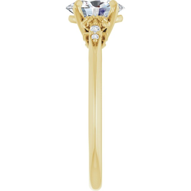 14K Yellow 8x6 mm Oval .03 CTW Natural Diamond Semi-Set Engagement Ring